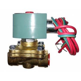 Électrovanne gaz, corps en laiton, bobine verte, connecteur électrique noir. Corps laiton 1/2 pouce pour brûleur sécheuse Hamel - soupape magnétique gaz.